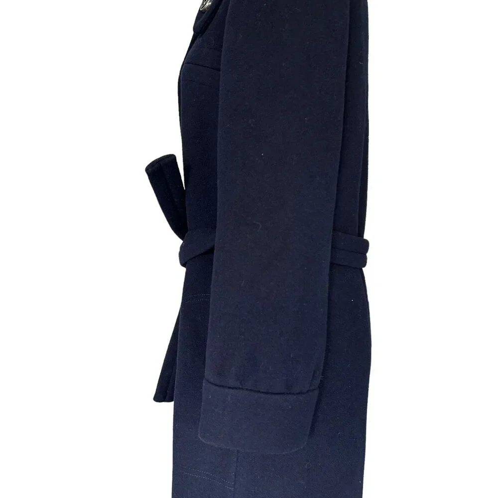 Jacques Tiffeau‎ Women's Vintage VTG Navy Blue Wool 1960s Trench Peacoat Small
